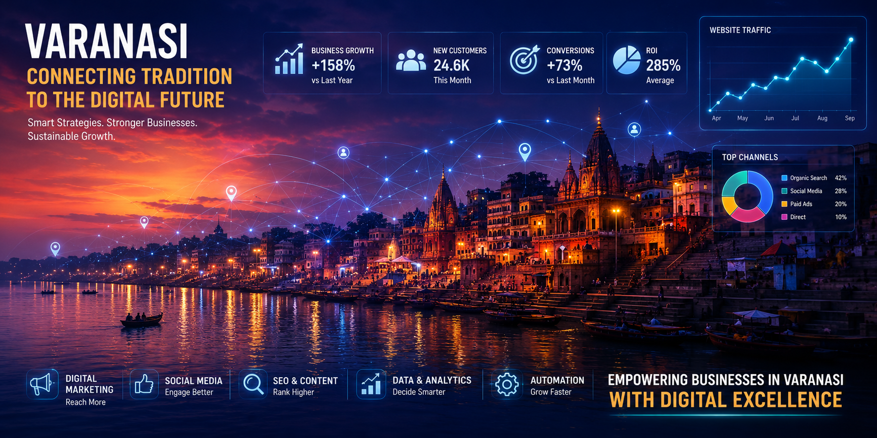 Varanasi-skyline-at-dusk-with-digital-network-overlay-and-data-visualization